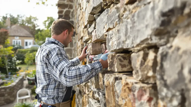 consolider un mur en pierre qui penche