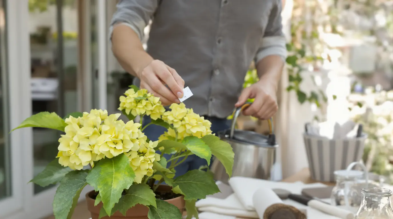 hortensia feuillage jaune